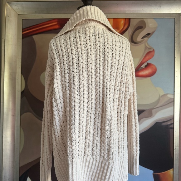 Aerie Half Zip oversized Cable Knit Sweater Cream Pullover XS - Picture 3 of 8